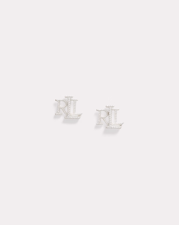Sterling Silver Textured Logo Studs