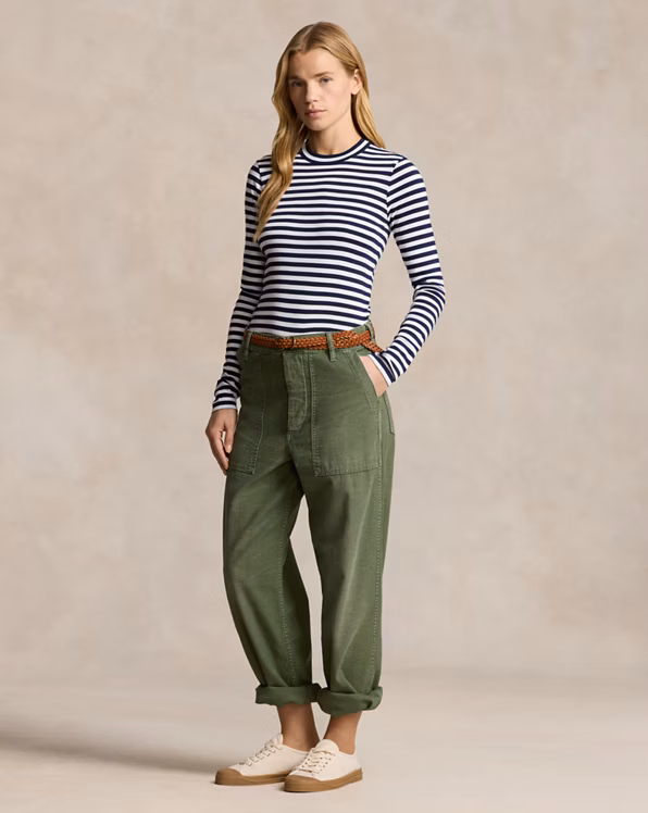 Striped Rib-knit Long-Sleeve Tee