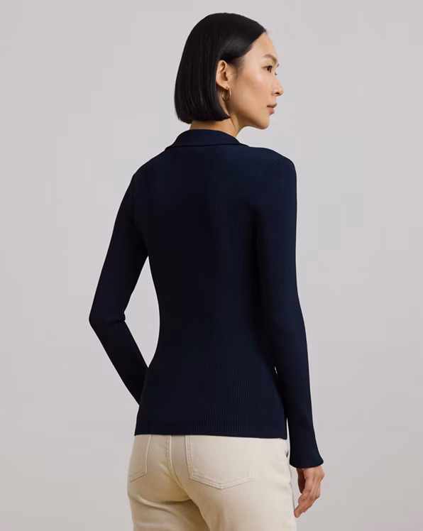 Rib-Knit Polo Jumper