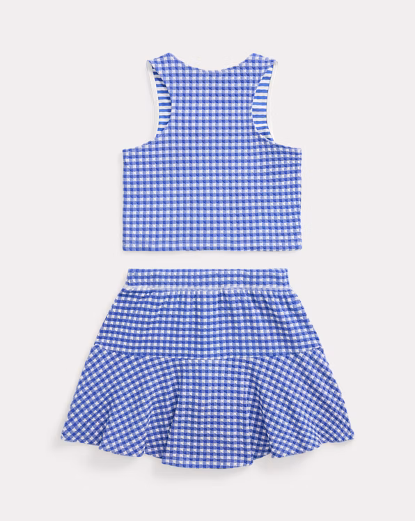 Gingham Double-Knit Top & Skort Set