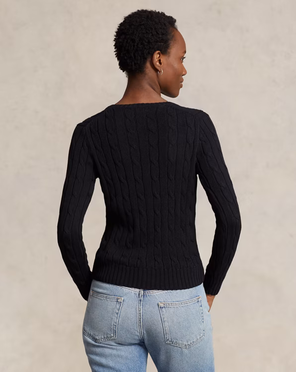 Cable-Knit Cotton V-Neck Jumper
