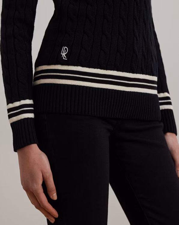 Cable-Knit Cotton Cricket Jumper