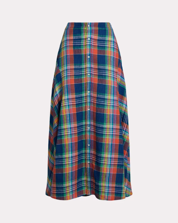Plaid Linen Maxiskirt