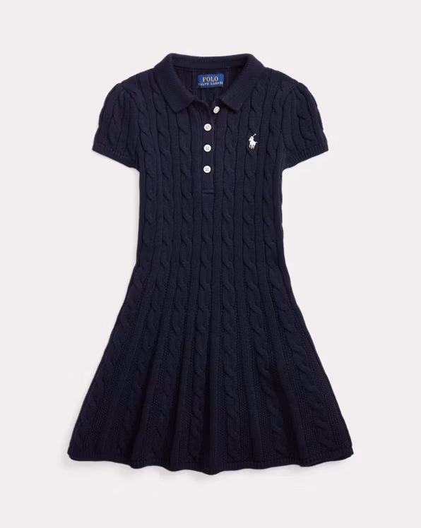 Cable-Knit Cotton Polo Jumper Dress