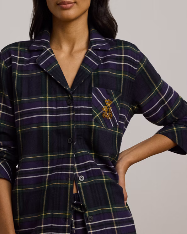 Plaid Herringbone Twill Sleep Set