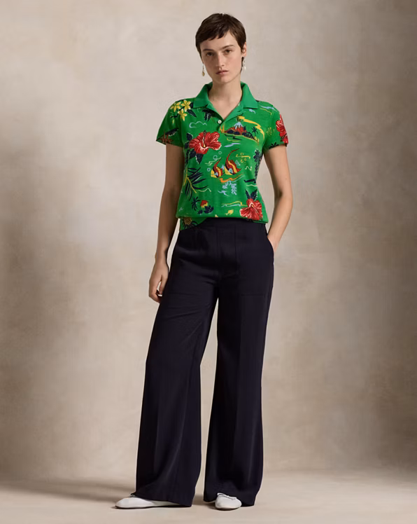 Floral Knit Wool Polo Shirt