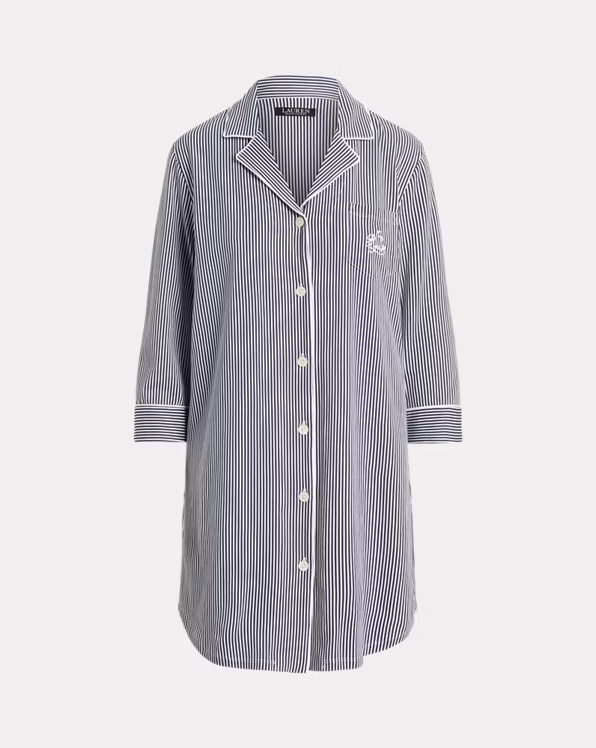 Striped Cotton Jersey Sleep Shirt