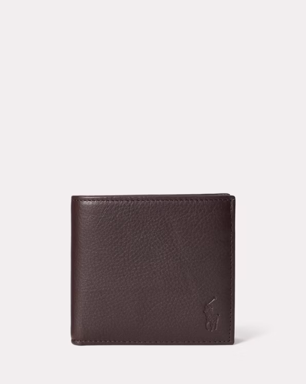 Pebbled Leather Billfold Coin Wallet