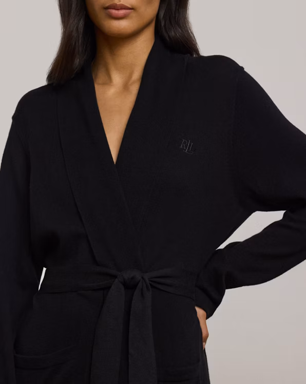 Belted Cotton-Cashmere Knit Robe
