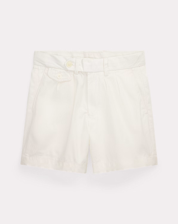 Pleated Cotton Twill Short