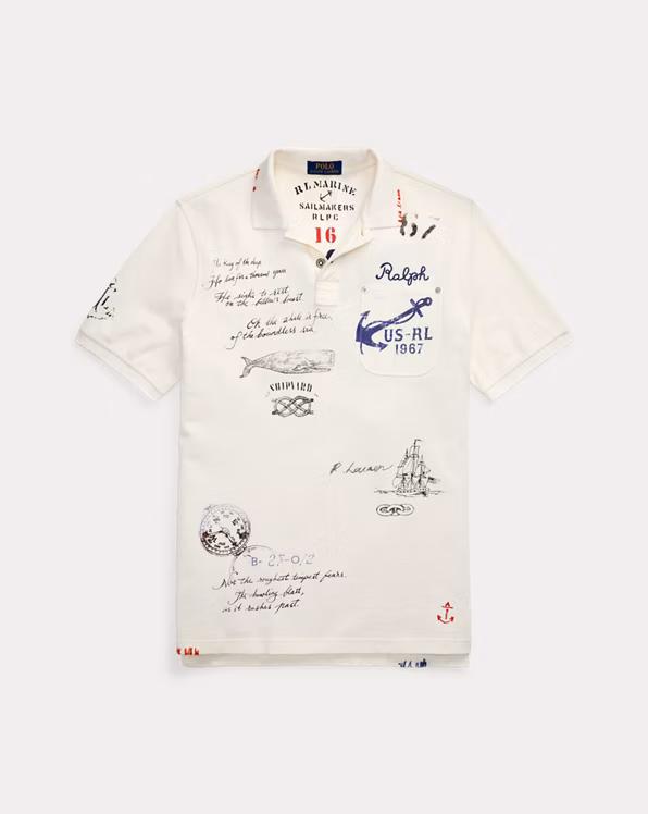 Classic Fit Mesh Graphic Polo Shirt