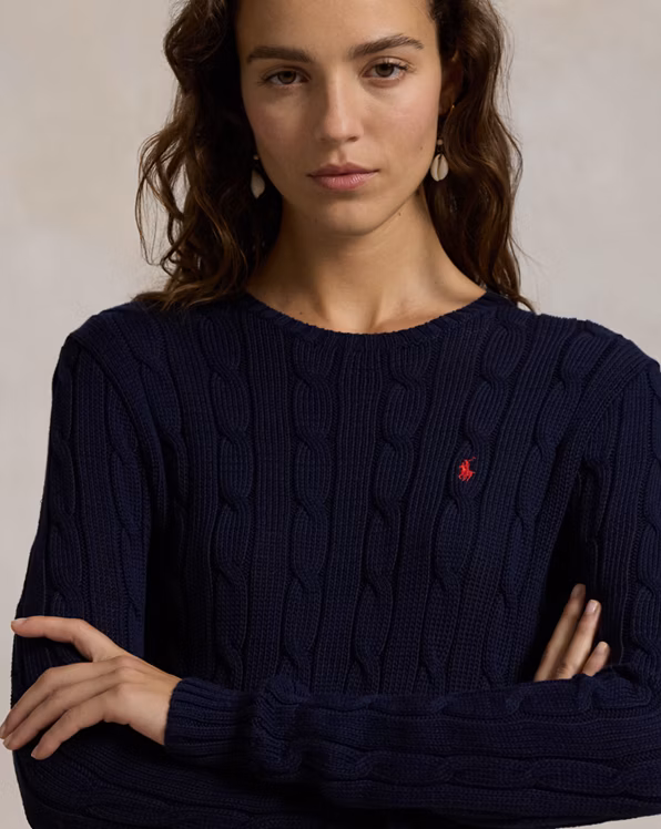 Cable-Knit Cotton Cropped Jumper