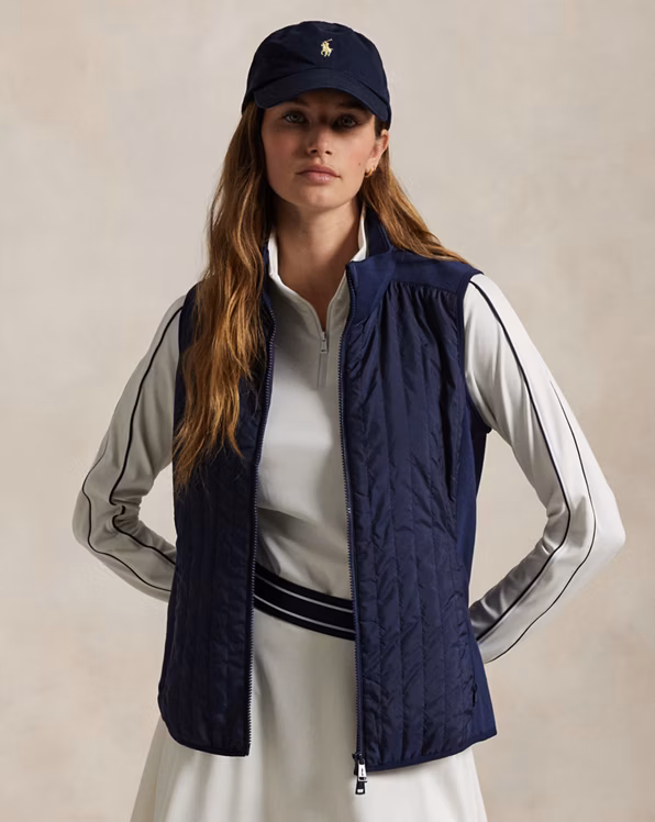 Hybrid Quilted-Front Zip Gilet