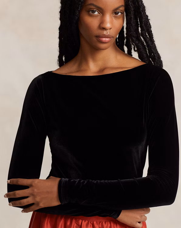 PRL x Naiomi Glasses Velvet Boatneck Top