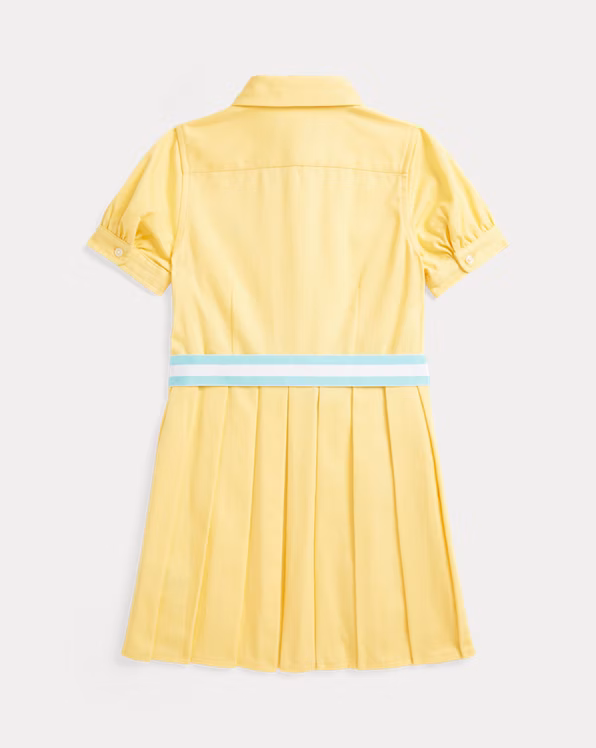 Pleated Cotton Twill Shirtdress