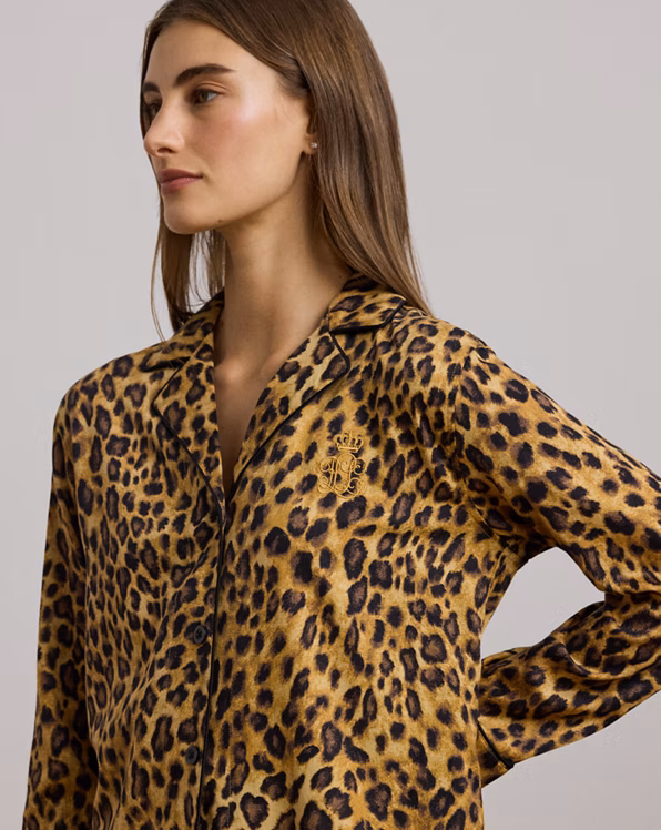 Leopard-Print Sateen Sleep Set