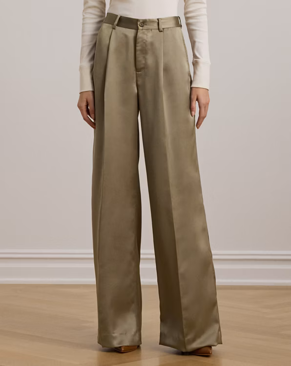 Satin Charmeuse Wide-Leg Trouser