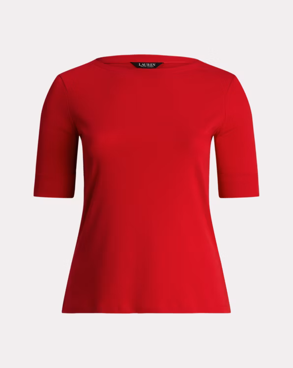 Stretch Cotton Boatneck Top