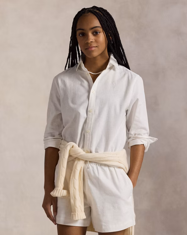 Linen-Cotton Boxy Shirt