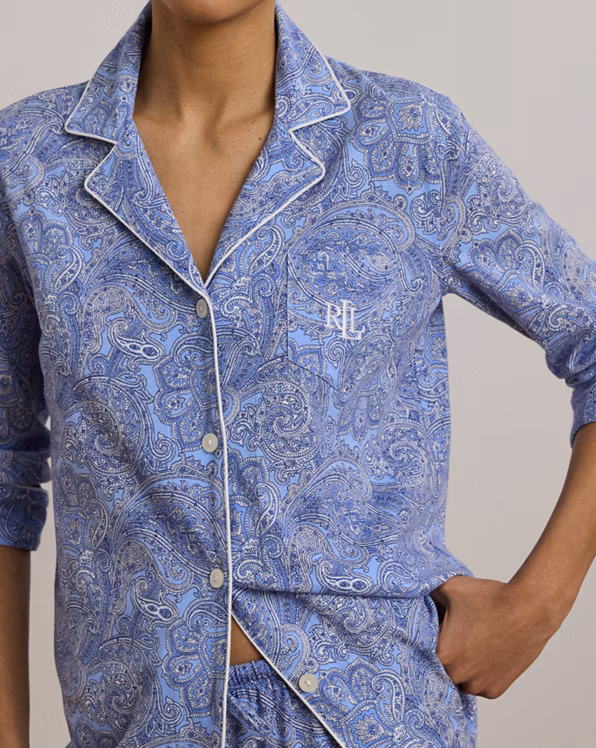 Paisley Cotton Jersey Capri Sleep Set