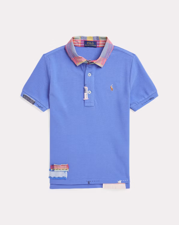 Distressed Cotton Mesh Polo Shirt