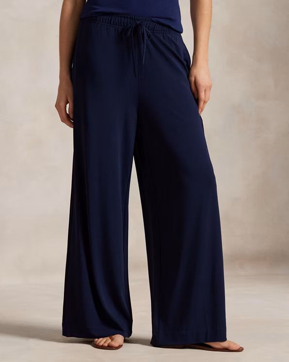 Jersey Wide-Leg Drawstring Trousers