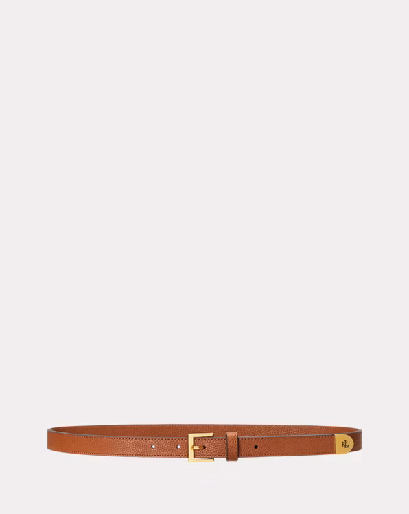 Pebbled Leather Skinny Belt