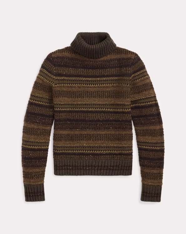 Striped Wool Roll Neck Jumper
