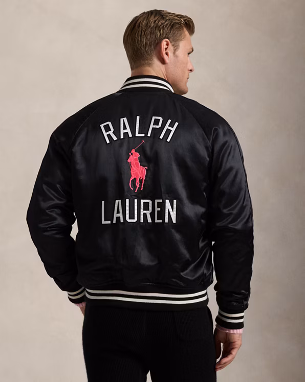 Pink Pony Satin Baseball Jacket