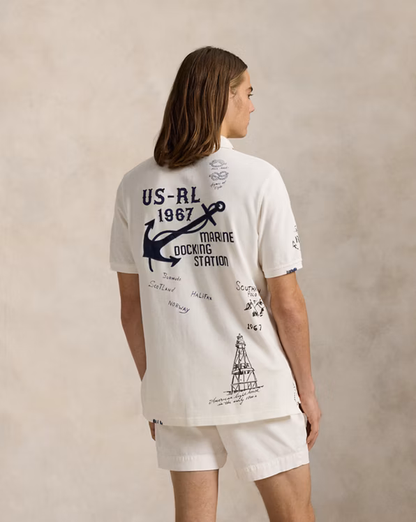 Classic Fit Mesh Graphic Polo Shirt