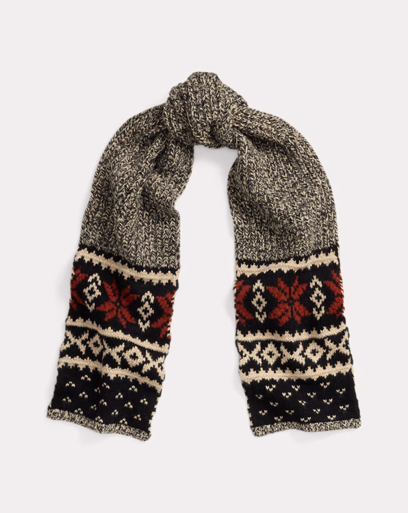 Snowflake-Motif Wool-Blend Scarf