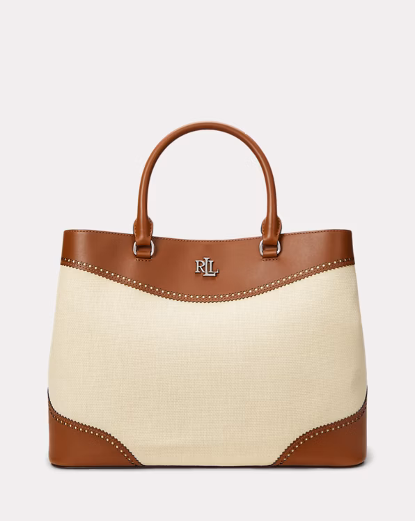 Straw & Leather Large Marcy Satchel