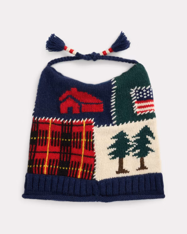 Polo Bear Tassel Patchwork Hat