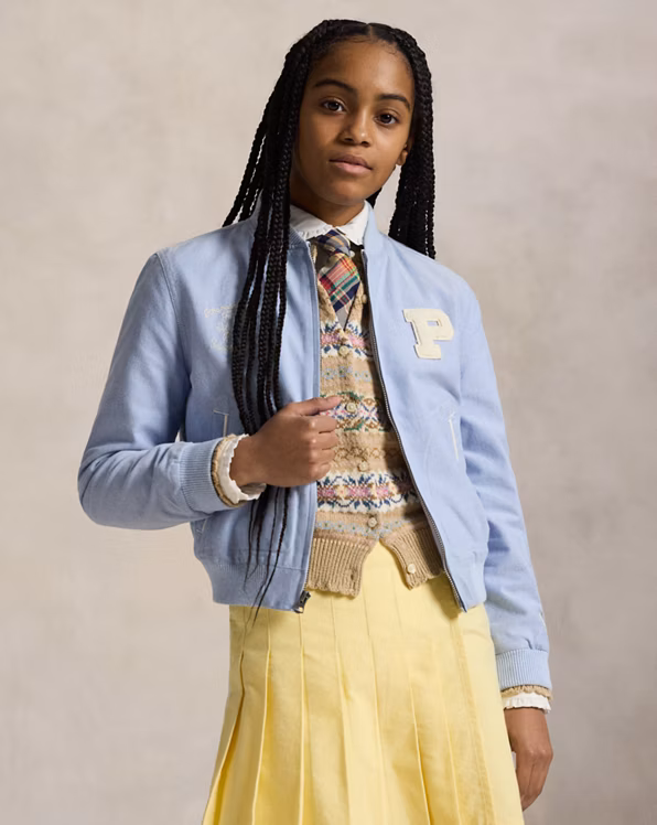 Polo Bears Cotton Oxford Baseball Jacket