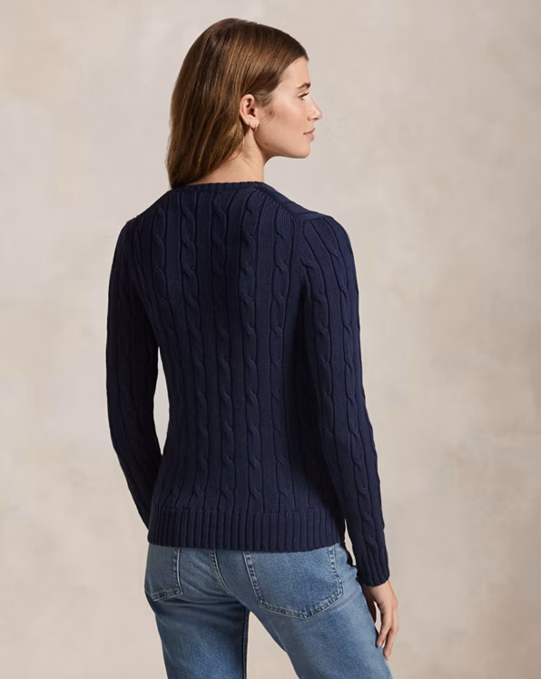 Cable-Knit Cotton V-Neck Jumper