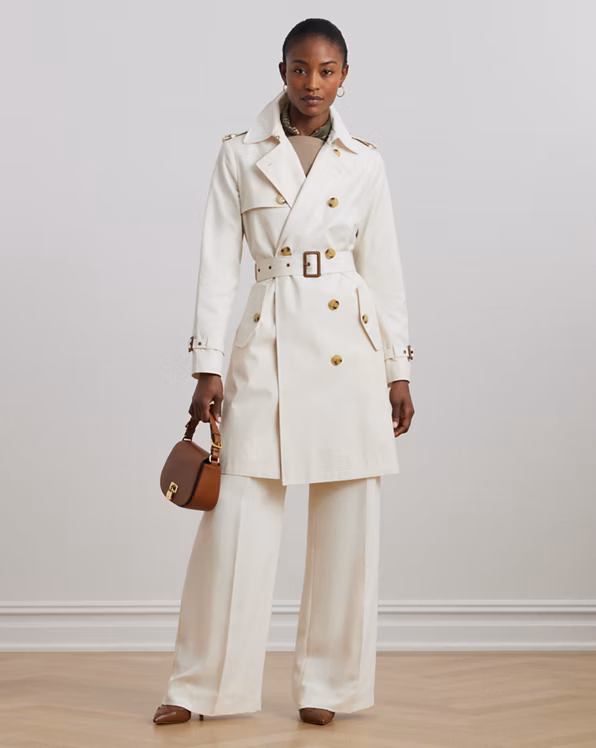Double-Breasted Cotton-Blend Trench Coat