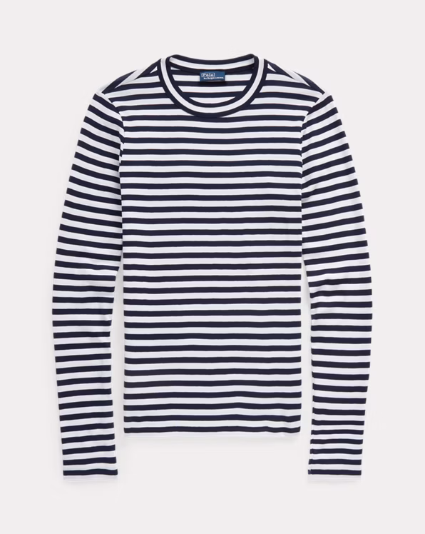 Striped Rib-knit Long-Sleeve Tee
