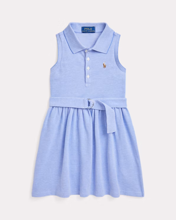 Belted Knit Oxford Polo Dress