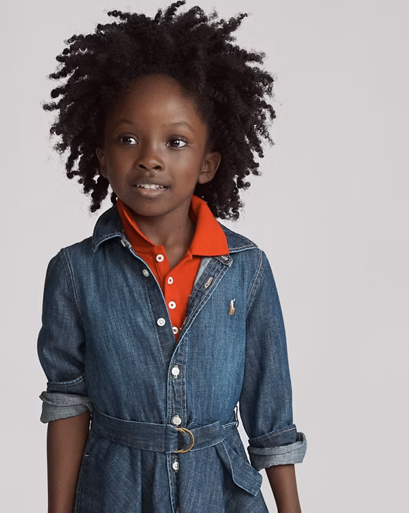 Belted Cotton Denim Shirtdress