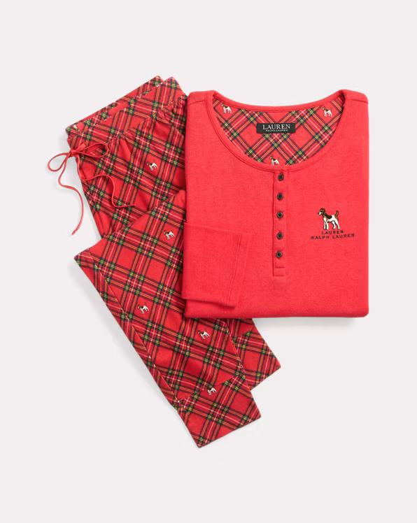 Terrier Plaid Jersey Jogger Pyjama Set