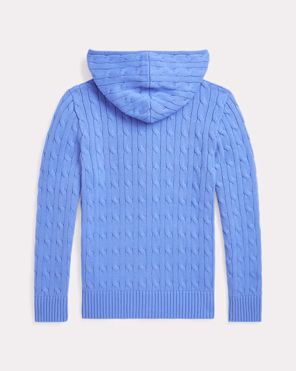 Cable Cotton Hooded Full-Zip Jumper