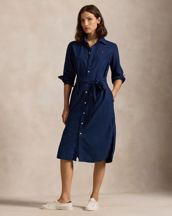 Cotton Oxford Belted Shirtdress