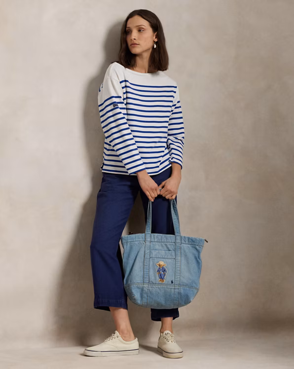 Polo Bear Denim Medium Tote