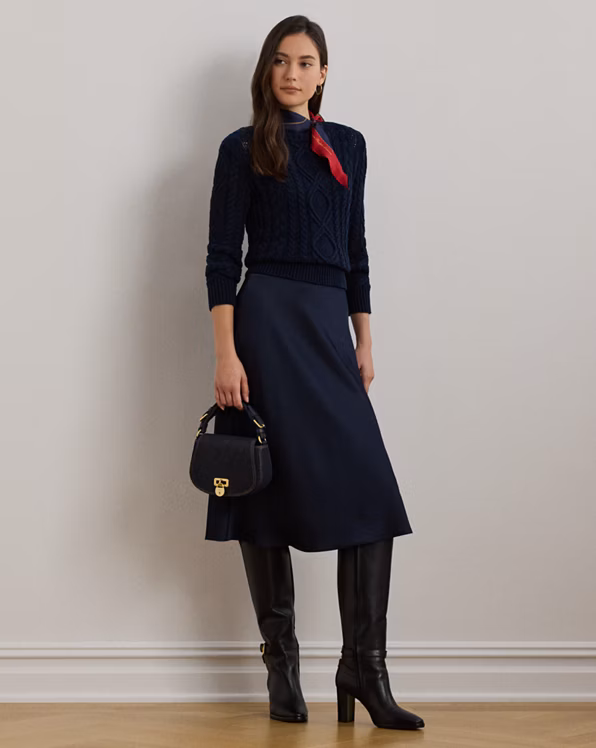 Satin Charmeuse Midi Skirt