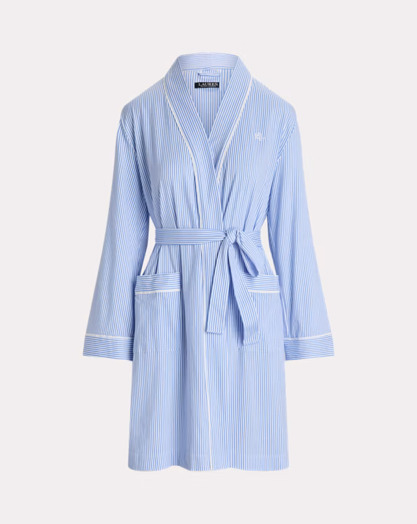 Striped Cotton Jersey Robe