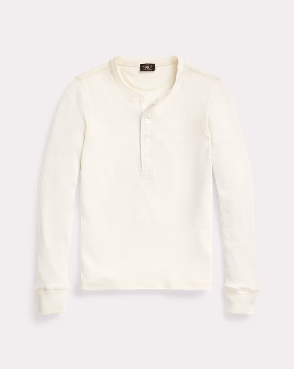 Waffle-Knit Cotton Henley