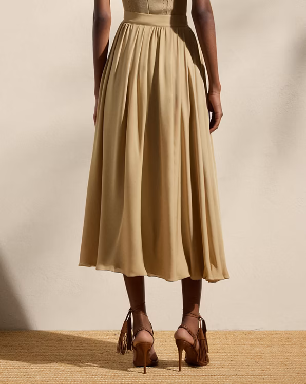Kynlee Pleated Silk Georgette Skirt