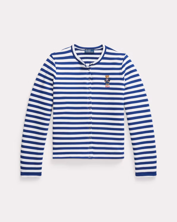 Polo Bear Striped French Terry Cardigan