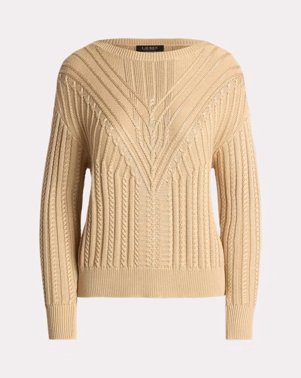 Cable-Knit Cotton-Blend Boatneck Jumper