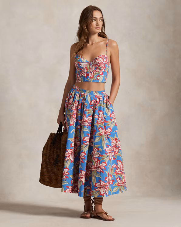 Floral Cotton Bustier Top